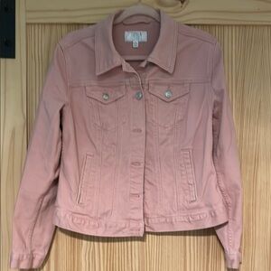 Time and Tru Pink Jean Jacket Fitted Cropped